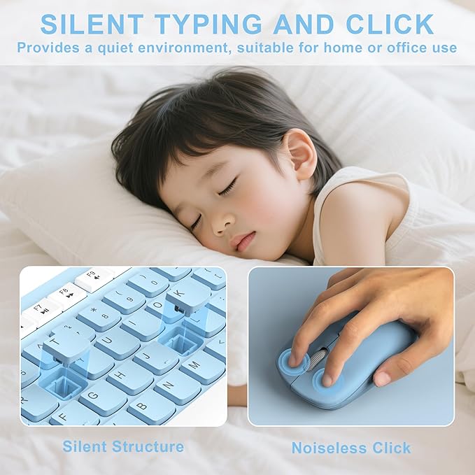 Wireless Keyboard and Mouse Combo, Full-Sized Wireless Keyboard and Adjustable - Image 3