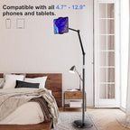 OATSBASF Tablet Floor Stand, Overhead Bed Phone Mount, Height & 360 Degree - Image 7