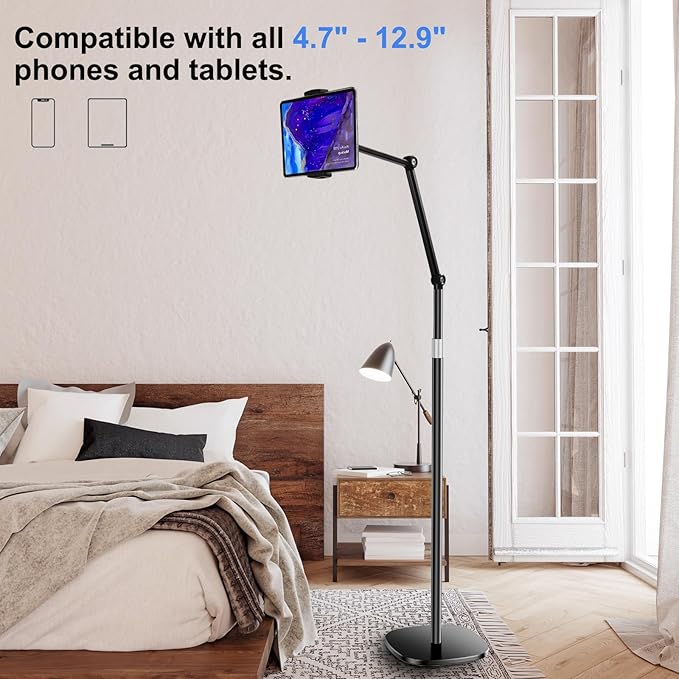 OATSBASF Tablet Floor Stand, Overhead Bed Phone Mount, Height & 360 Degree - Image 7