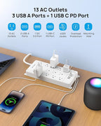 TROND Surge Protector Power Strip 10 ft, Flat Plug Long Extension Cord - Image 4