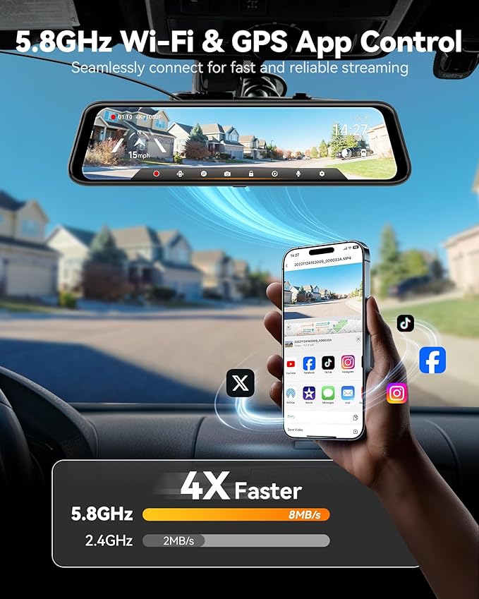 WOLFBOX G850 PRO 4K Mirror Dash Cam - Image 5