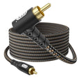 EMK 90 Degree RCA Subwoofer Cable 24K Gold-Plated Connector Nylon Braided by EMK