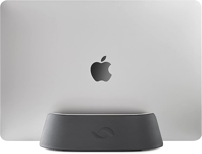HumanCentric Vertical Laptop Stand in Vegan Black Leather, Upright Adjustable by HumanCentric