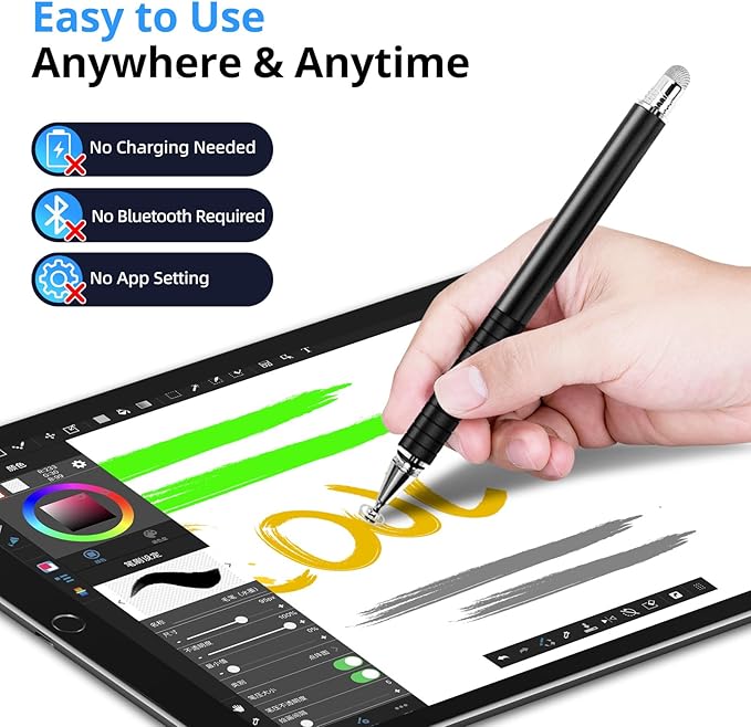 Capacitive Stylus Pen, Fibre Tips Universal Touch Screens Stylist, Fine Point - Image 5