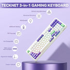 TECKNET Mechanical Keyboard, Tri-Mode BT5.0/2.4GHz/USB-C Hot Swappable Creamy - Image 2