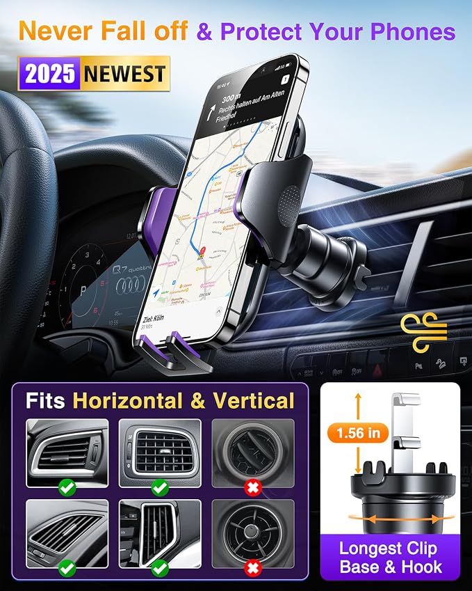 VANMASS Car Phone Holder Mount 2025 Upgraded Car Vent Phone Mount Clip - Image 6