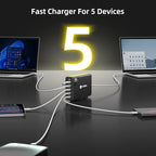 HUNDA 300W USB C Charger GaN Charging Station Desktop 5 Ports PD 100W Fast - Image 6