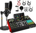 Podcast Microphone Bundle with Live Sound Card Audio Mixer, Podcast Equipment by neculogy