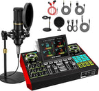 Podcast Microphone Bundle with Live Sound Card Audio Mixer, Podcast Equipment by neculogy
