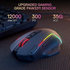 Redragon M810 MAX 3-Mode Wireless Gaming Mouse, 12000 DPI Wired/Wireless RGB - Image 4