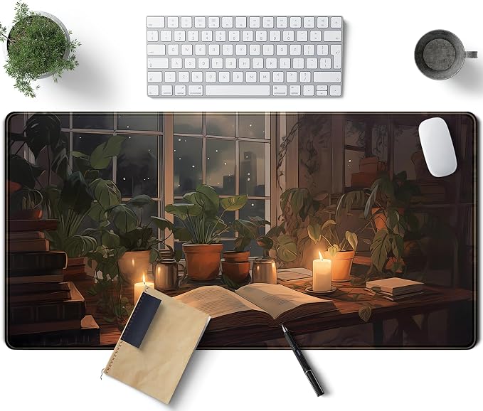 Cute Book Lover Desk Mat Dark Academia Mouse pad XXL Large Extended Mousepad by TENG+DA+QING