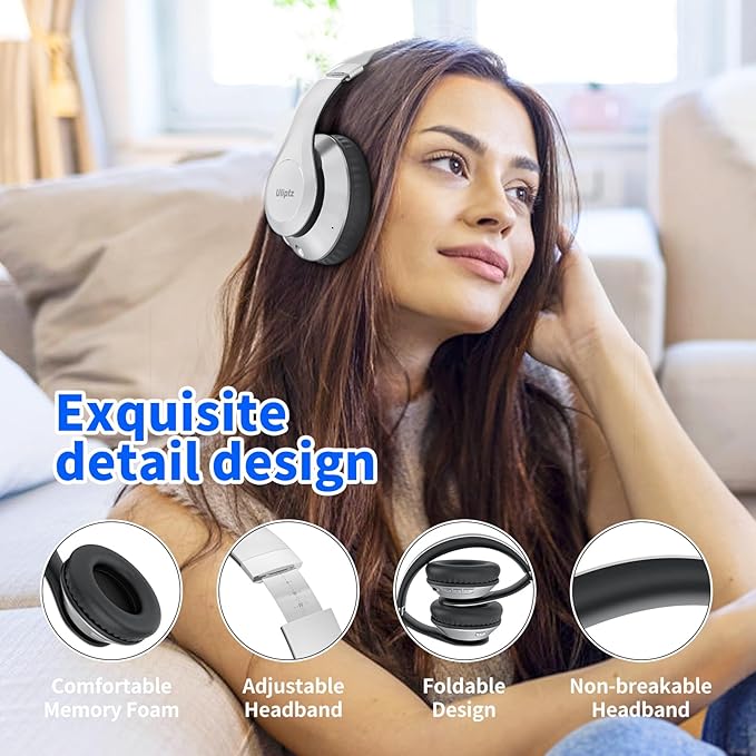 Uliptz Wireless Bluetooth Headphones, 65H Playtime, 6 EQ Sound Modes, HiFi - Image 4