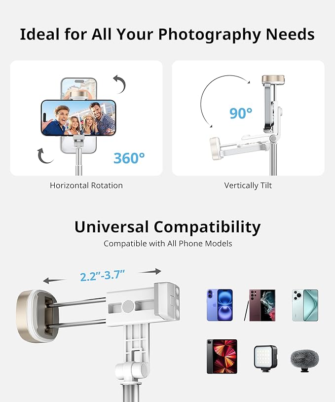 72'' Selfie Stick for iPhone, Tripod Wireless Remote for Selfies, Group - Image 4