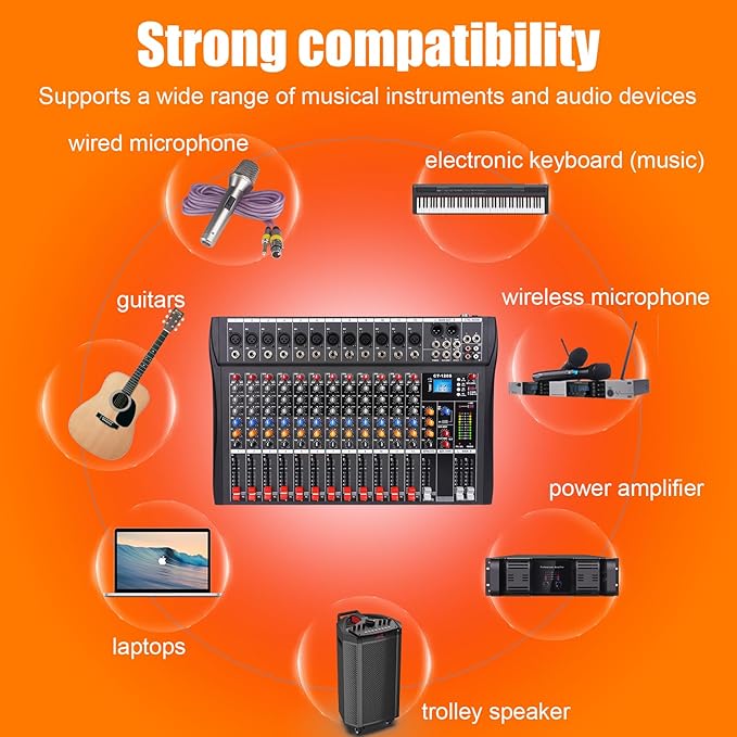 GX12 Professional Sound Board Console 12 Channel Mixer Interface Digital USB - Image 6