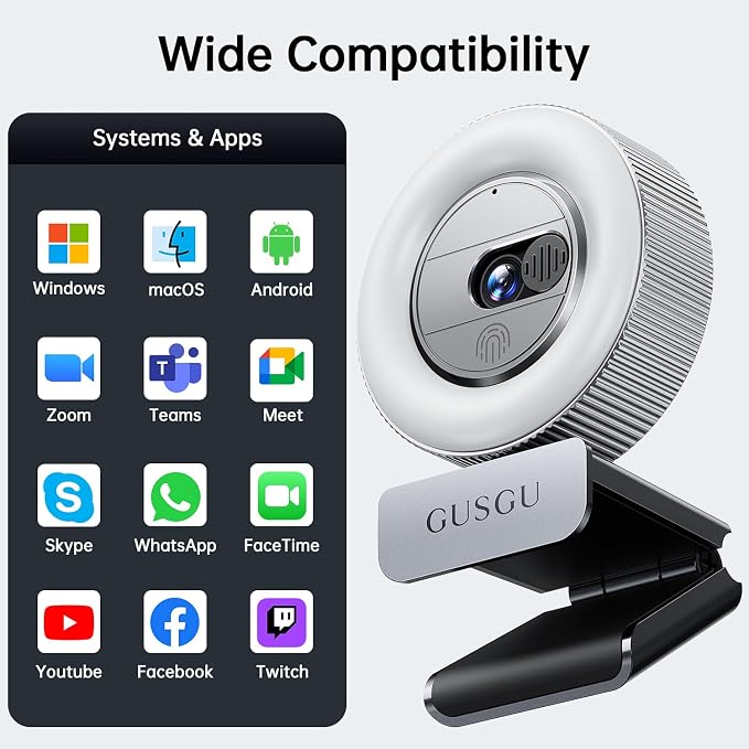 GUSGU G910 2K Quad HD Webcam for PC, - Image 6