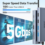 USB C Hub Adapter for MacBook Pro Air, 10 in 1 USB C to USB HDMI Ethernet Hub - Image 5