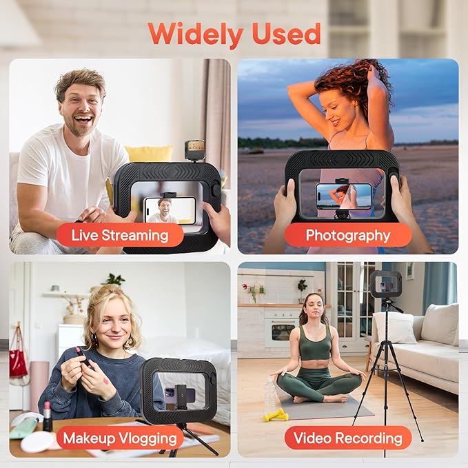 Smartphone Video Rig with Light + Tripod, Handheld LED Ring Light Selfie Light - Image 7