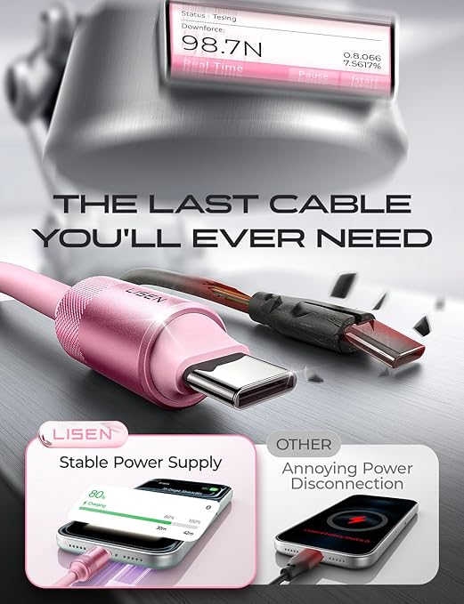 LISEN 10FT USB C Cable Fast Charging, Chubby 240W Cable USB C to USB C Fast - Image 8