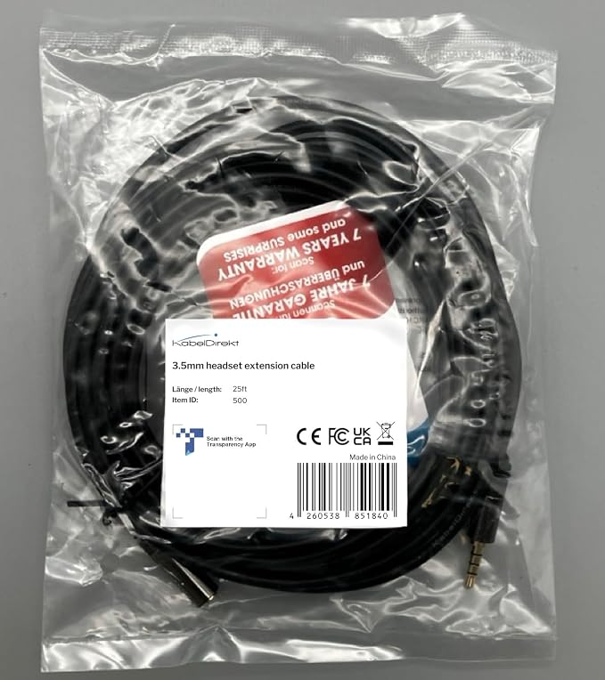 KabelDirekt – Headset Extension Cable – 25ft – Headphone Extension Cord - Image 8