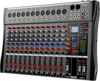 Professional DJ Audio Mixer, 12 Channel Audio Mixer, USB Interface, 12 XLR by PROFESSIONALAUDIOEQUIPMENT