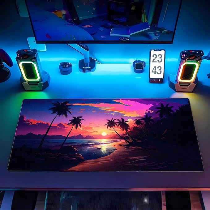 Sunset Beach Gaming Mouse Pad for Desk, Fantasy Ocean Art Desk mat Extended - Image 7