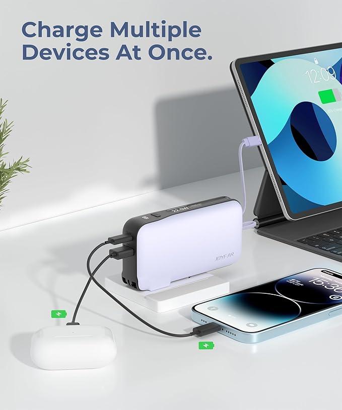 Portable Charger with Built-in USB-C Cable & Plug, 000mAh 5V/4.5A Power Bank - Image 7