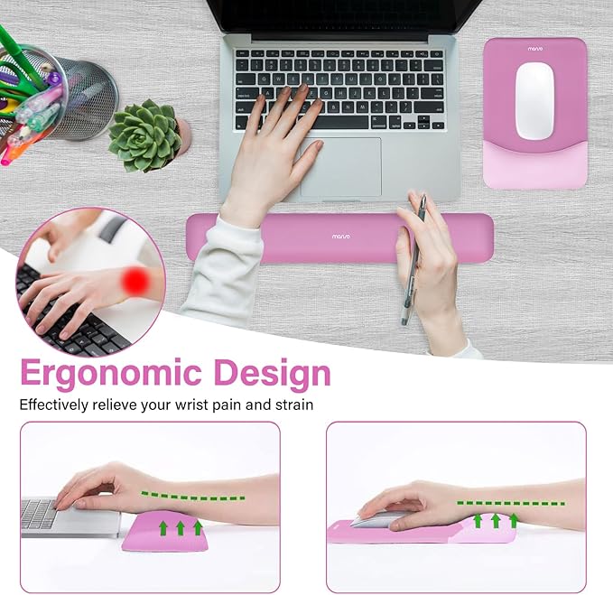 MOSISO Wrist Rest Support for Mouse Pad&Keyboard Set, Rectangular Ergonomic - Image 2