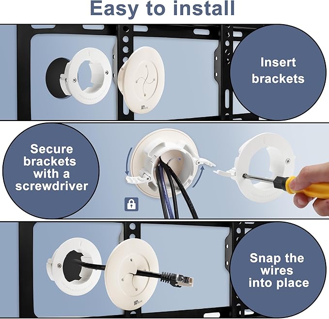 Wire Hiders for TV on Wall, 3in Off White in Wall Cable Management Kit - Image 4