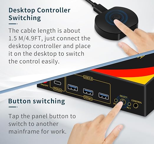 2*DP+1*HDMI KVM Switches 3 Monitors KVM Switch 2 Monitors 2 Computers Display - Image 6