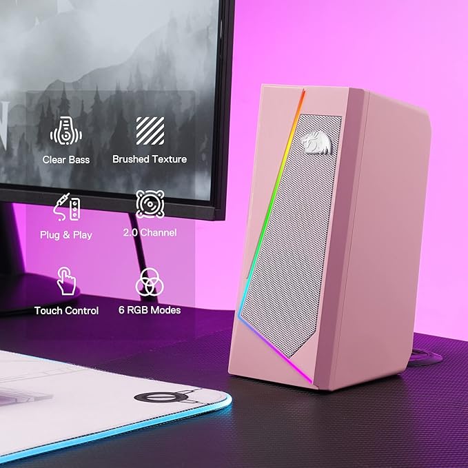Redragon GS520 RGB Desktop Speakers, 2.0 Channel PC Computer Stereo Speaker - Image 2
