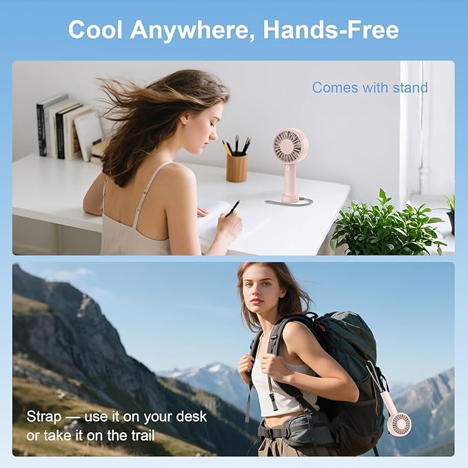 Portable Handheld Fan, USB Personal Fan Rechargeable Battery Operated 10H - Image 6