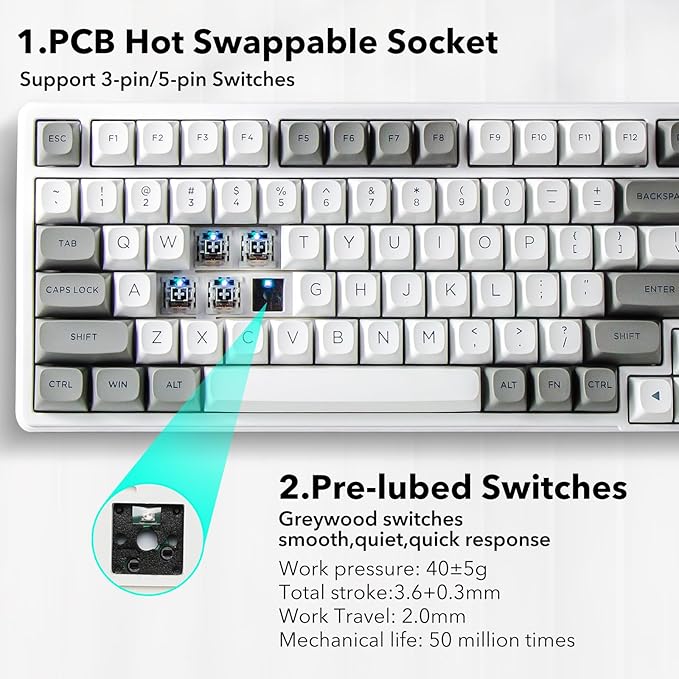 HUO JI Z-99 Wired Mechanical Keyboard, Creamy Sound, Hot Swappable Pre-lubed - Image 3