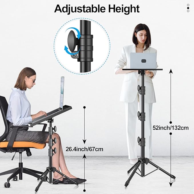 Projector Stand Tripod, Portable Laptop Floor Mount Adjustable Height 26 to 52 - Image 2