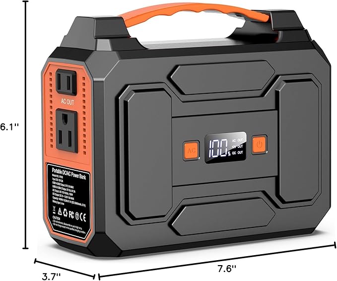 Apowking Portable Power Station Bank 146Wh 200W Peak, Solar Powered Power Bank - Image 8