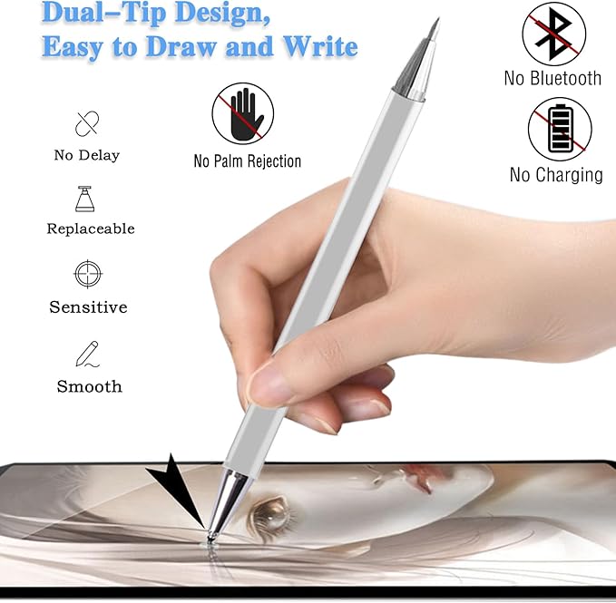 Stylus Pens for iPad, Luntak 3 in 1 Ballpoint Pen, Fiber Tip & Clear Disc - Image 3