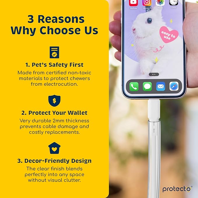 PROTECTO Heavy Duty Cord Protectors from Pets No Chew Solution, 7ft Easy to Use - Image 2
