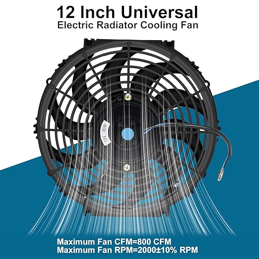 2PCS 12 Inch Universal Slim Fan Push Pull Electric Radiator Cooling 12V 80W - Image 5
