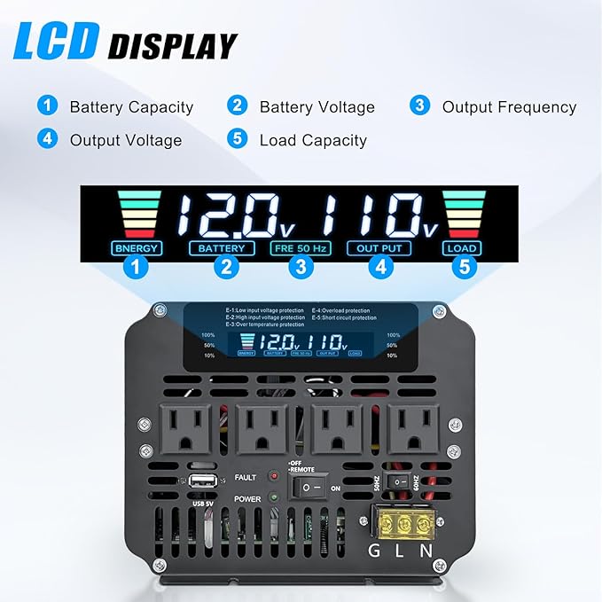 LVYUAN 5000 Watt Power Inverter 12V to 110V 120V - Image 2