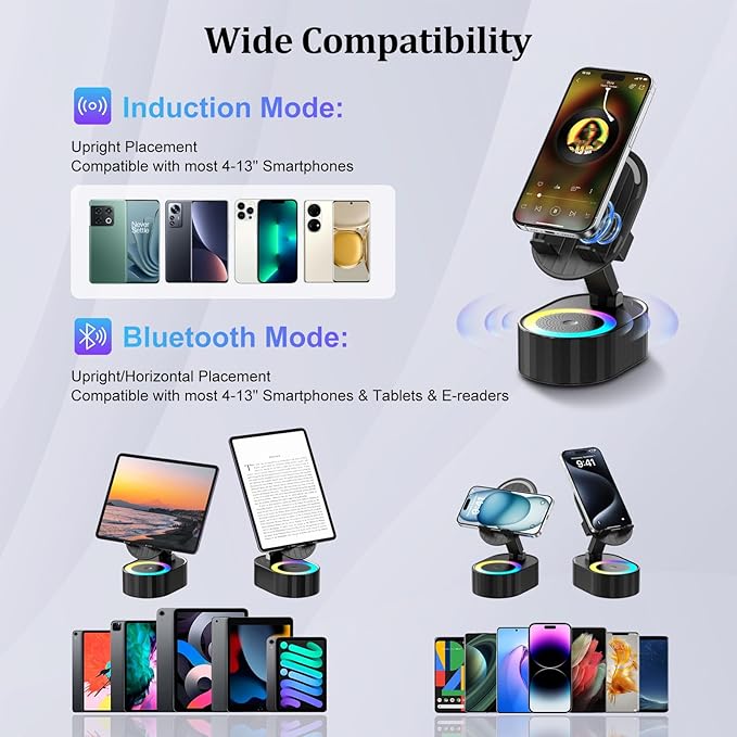 Wireless Induction Audio Bluetooth Speaker 5in1 Phone Holder Emergency - Image 6