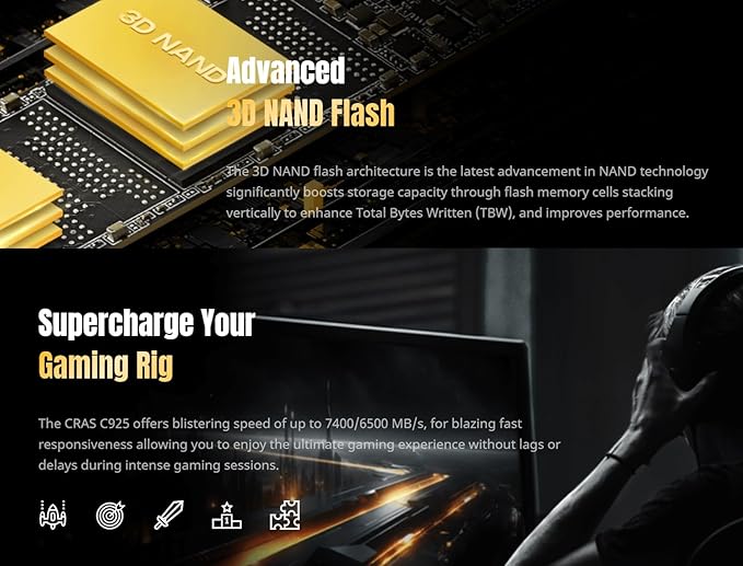 KLEVV CRAS C925 1TB M.2 2280 NVMe PCIe Gen4x4 Internal Gaming SSD - Image 7