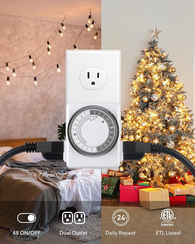 HBN Outlet Timer for Electrical Outlets Indoor, 24 Hour Mechanical Light Timers - Image 8