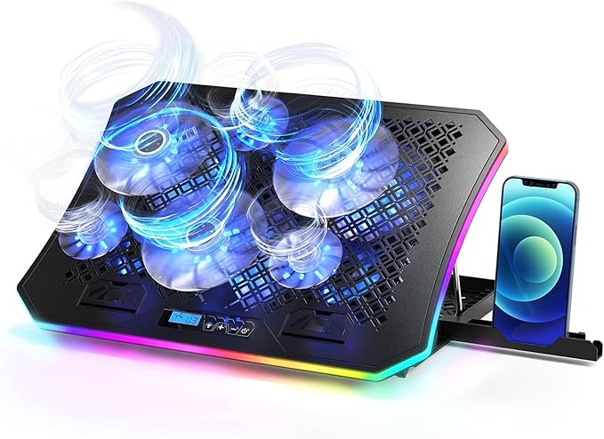KeiBn Upgarde Laptop Cooling Pad, RGB Lights Laptop Cooler 6 Fans by KeiBn-BornforyouBurntoever