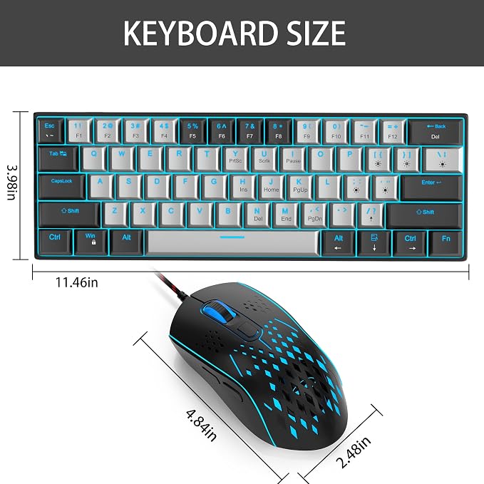 Gaming Keyboard and Mouse Combo, 60% Compact Mechanical Keyboard - Image 5