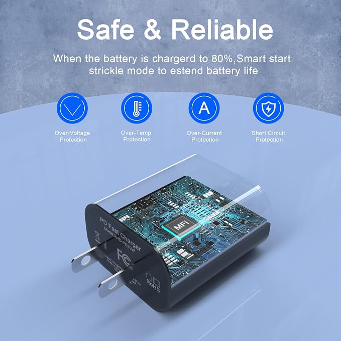 Matsusho iPhone Charger Fast Charging 10 FT, 2 Pack 20W USB C Wall Charger Block - Image 5