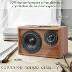 Retro Wooden Bluetooth Speaker, KONEX 40W Vintage Portable Wireless Speaker - Image 2