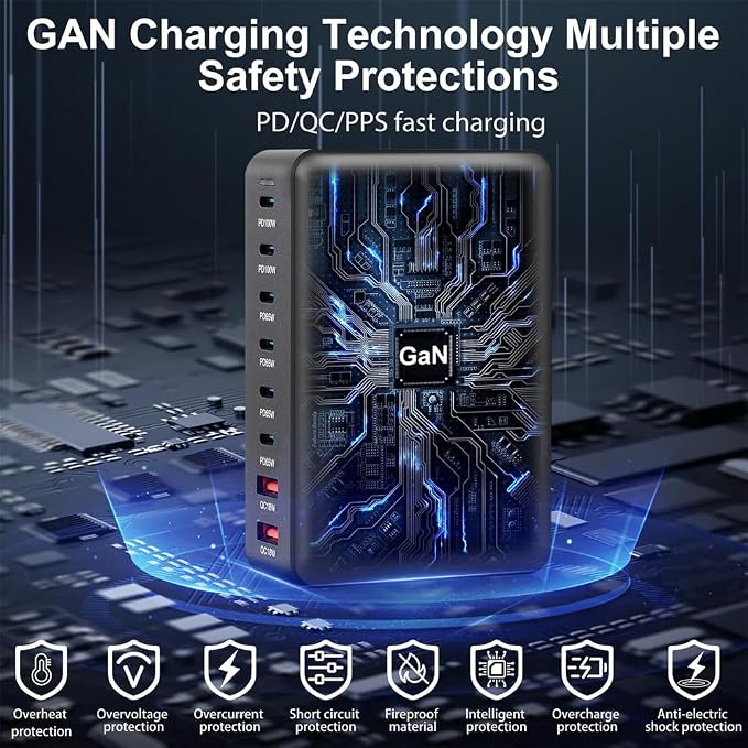 500W USB C Fast Charger Block, 8 Port Charging Station, GaN Ⅲ Multi Port - Image 5