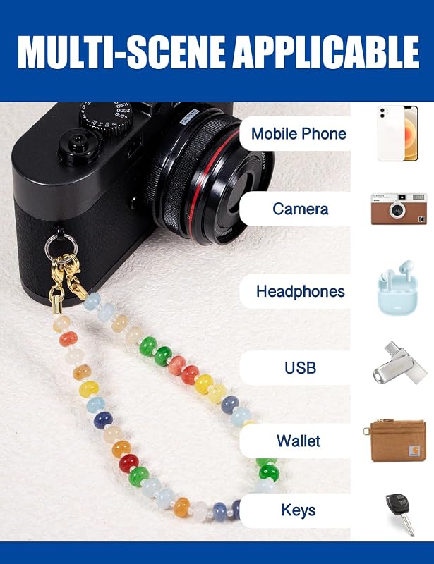 Handmade Natural Gemstone Crystal Beaded Charm Cell Phone Camera Lanyard - Image 3