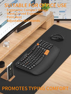 Wireless Keyboard and Mouse Combo, 2.4G Wave Keys Ergonomic Keyboard - Image 3