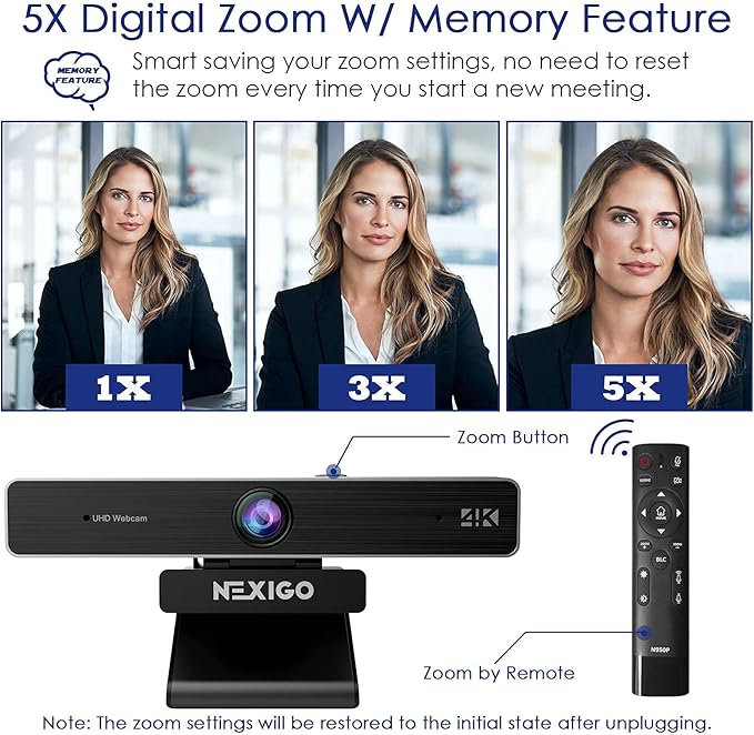 NexiGo Zoom Certified, N950P 4K Zoomable Webcam - Image 6
