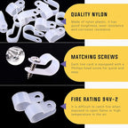 Swpeet 120 Pack White 1/2 Inch Nylon Plastic R-Type Cable Clips Clamp Kit - Image 3